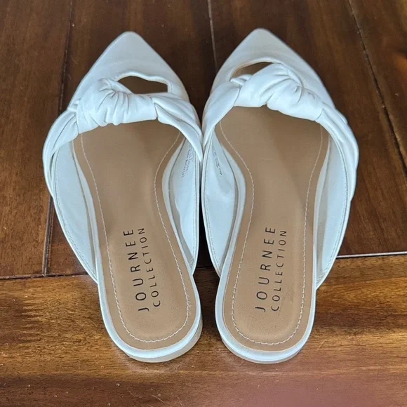Journee Collection White Knotted Mules - Picture 6 of 7